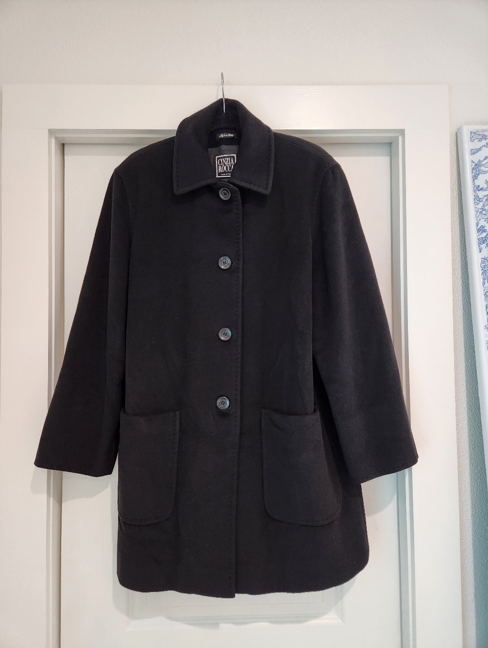 Cinzia Rocca Icons Black Wool Pea Coat